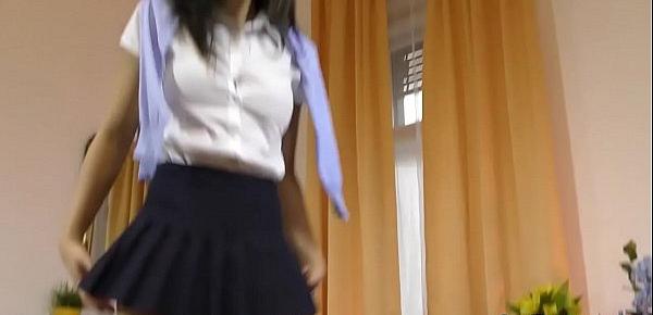  Uniformed amateur teenager with small tits